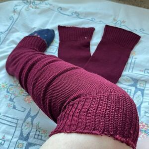 VTG Burgundy Knit Leg Warmers 30” Balletcore Dance 70s 80s